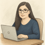 Anja Langner bei der Erstellung von Blogartikeln