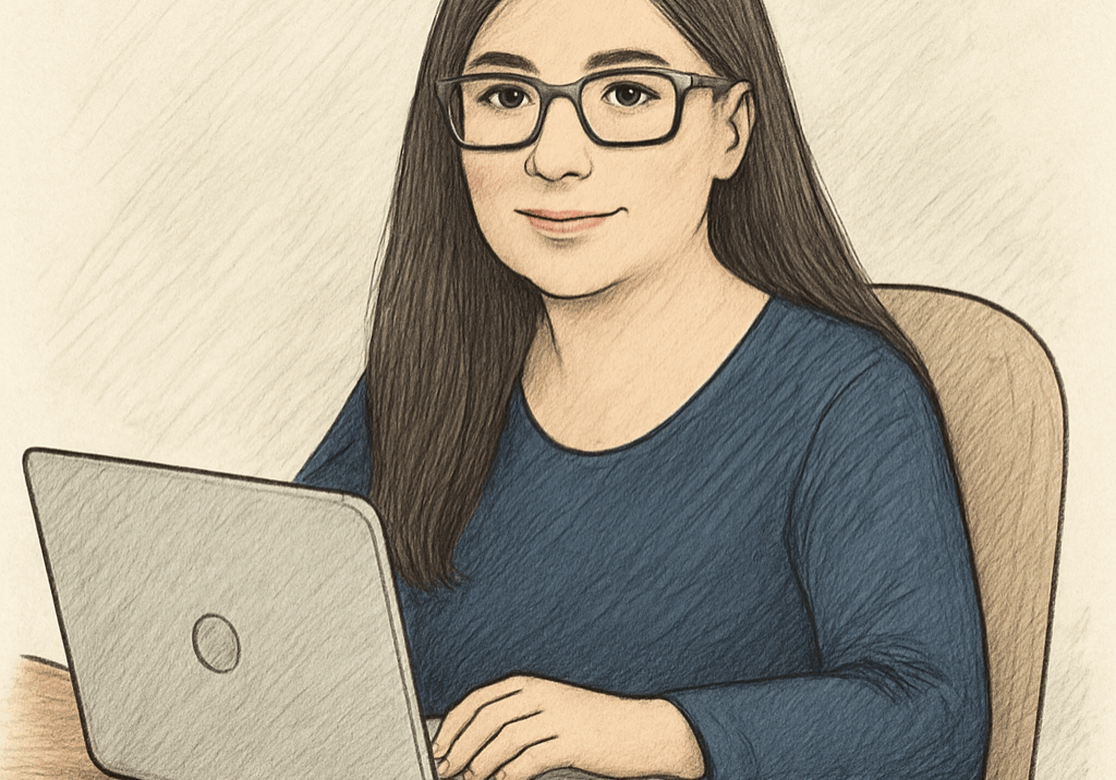 Anja Langner bei der Erstellung von Blogartikeln