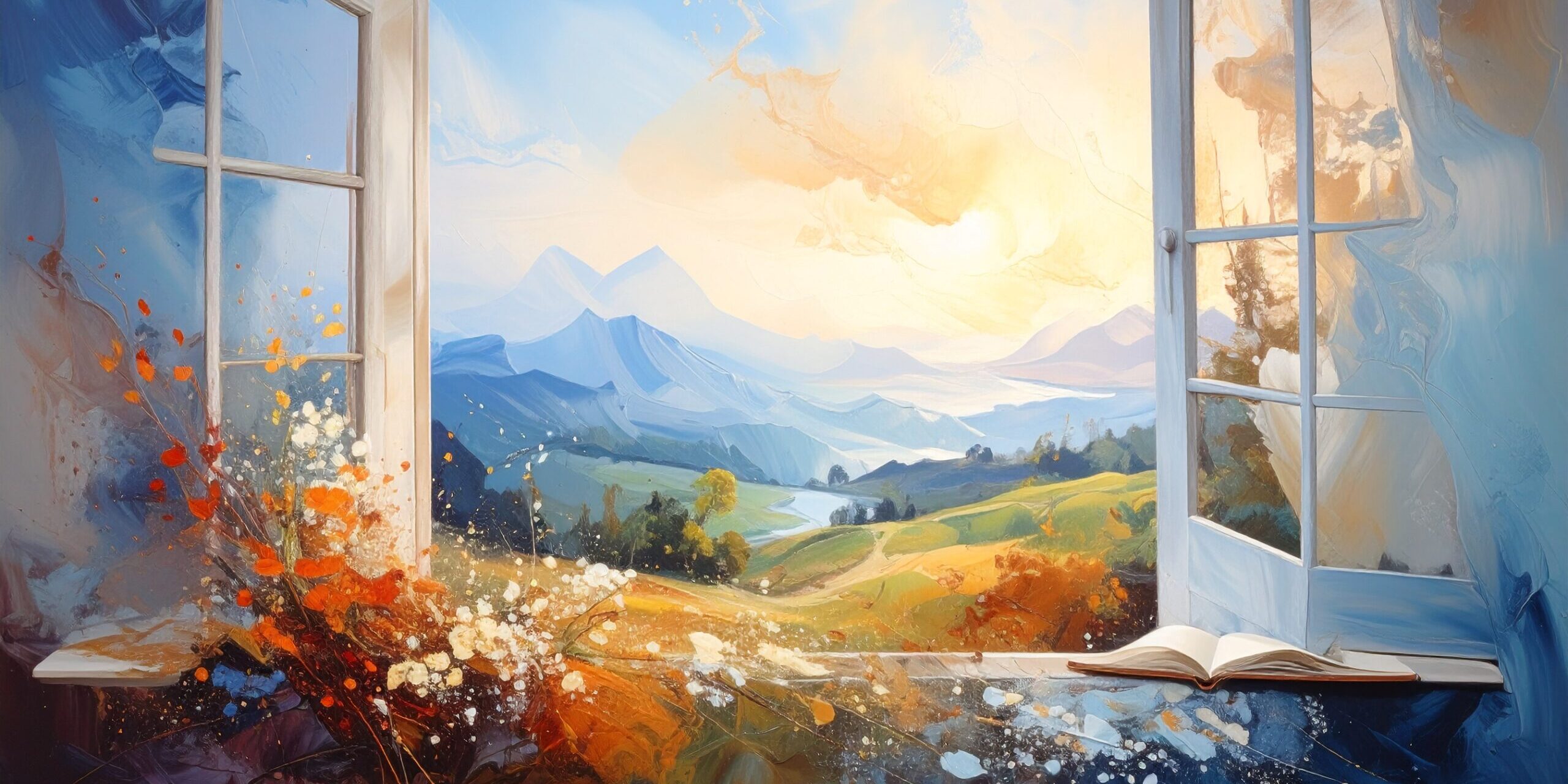 Blick aus einem offenen Fenster auf eine weite Landschaft – Symbol für neue Perspektiven.