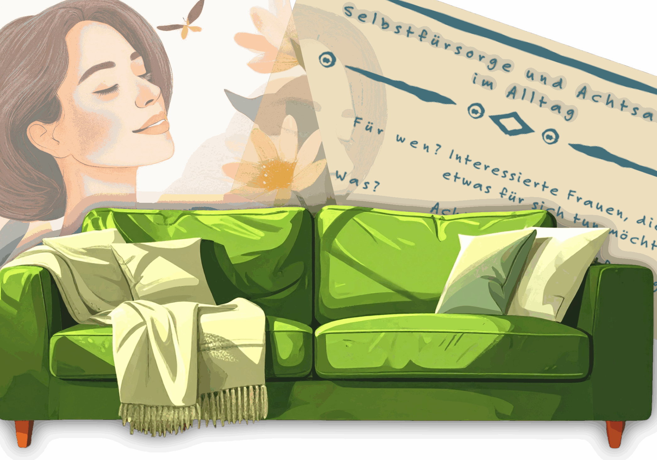 Das grüne Sofa, eine Warteliste für den Kurs Selbstfürsorge und Achtsamkeit für Frauen.